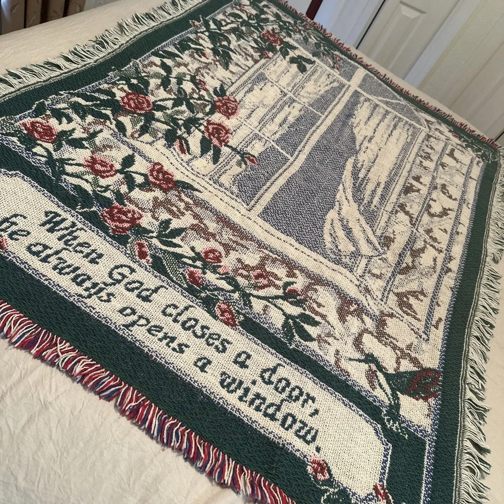 Woven Blanket W/fringe And Saying  32 X 46